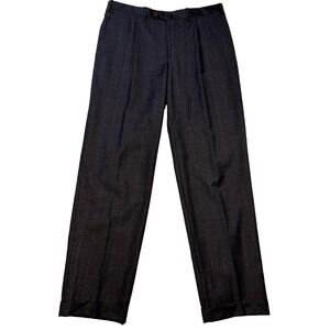 Trussini Men's Dress Pants 36x33 Glen Check Blue Windowpane Wool Italy Tailored